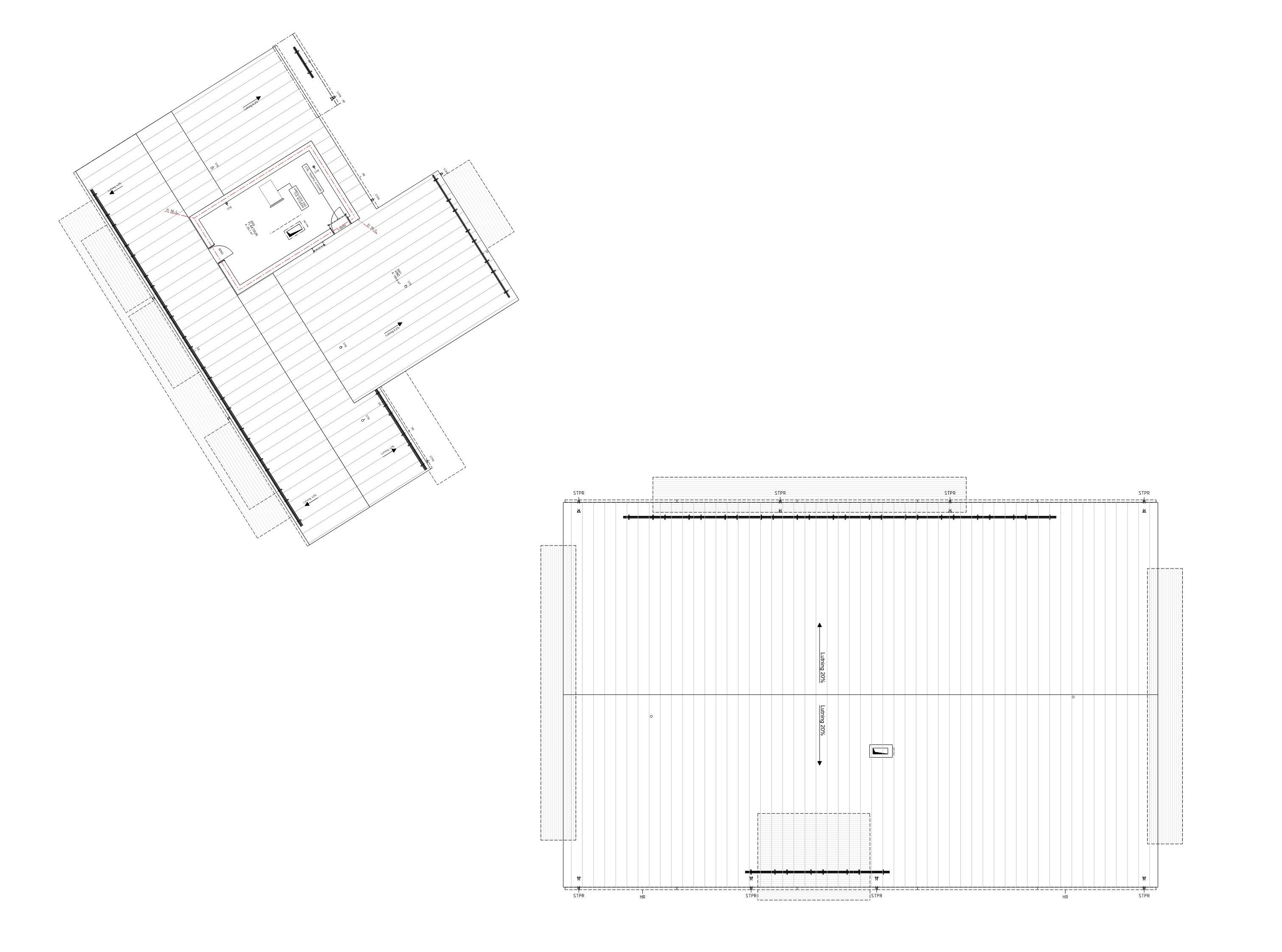 Planritning och takvy av LSS Jälla som illustrerar byggnadens layout och konstruktion.