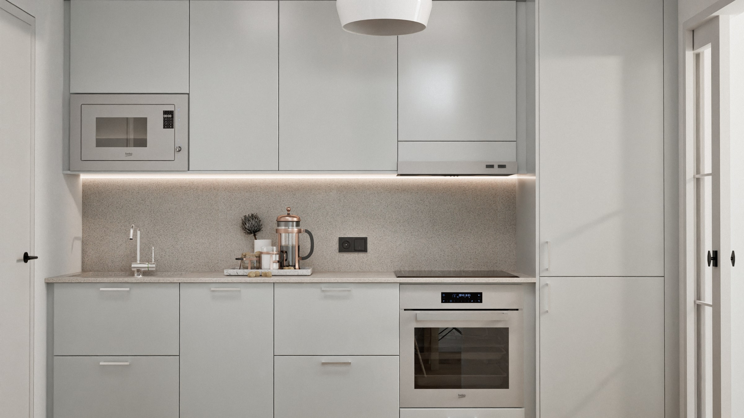 Färdiggestaltat kök i bostadsprojektet Klappträet