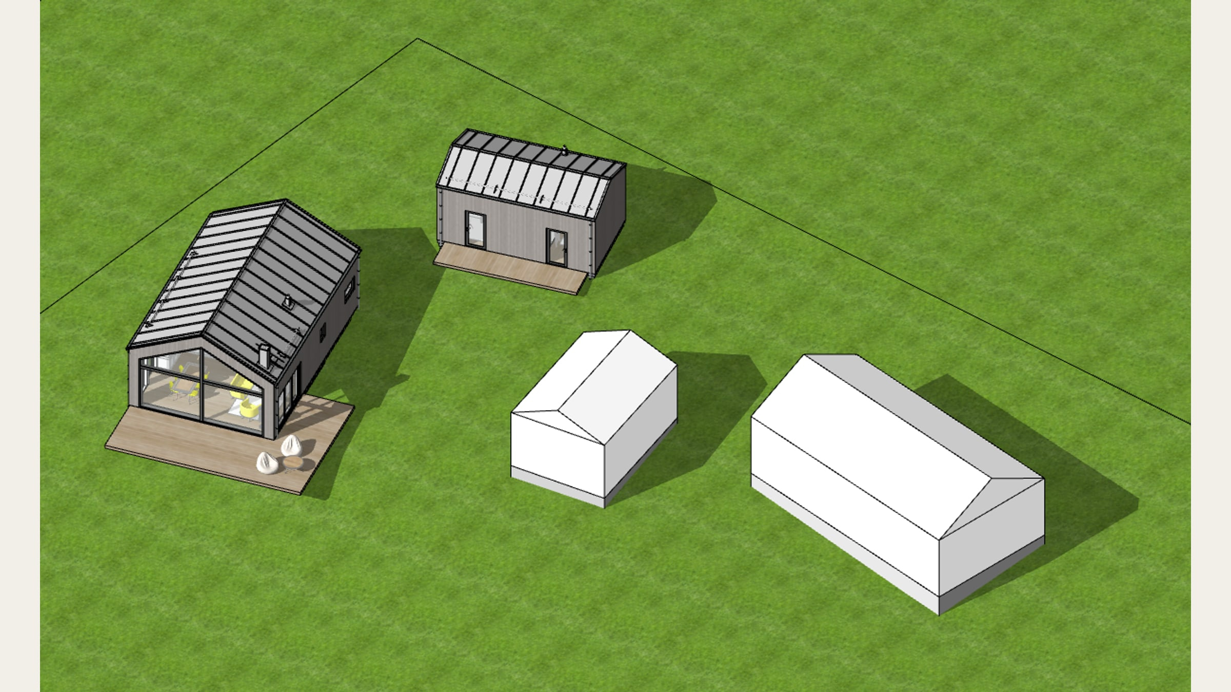 Volymstudie som jämför bostadskonceptens storlek och placering
