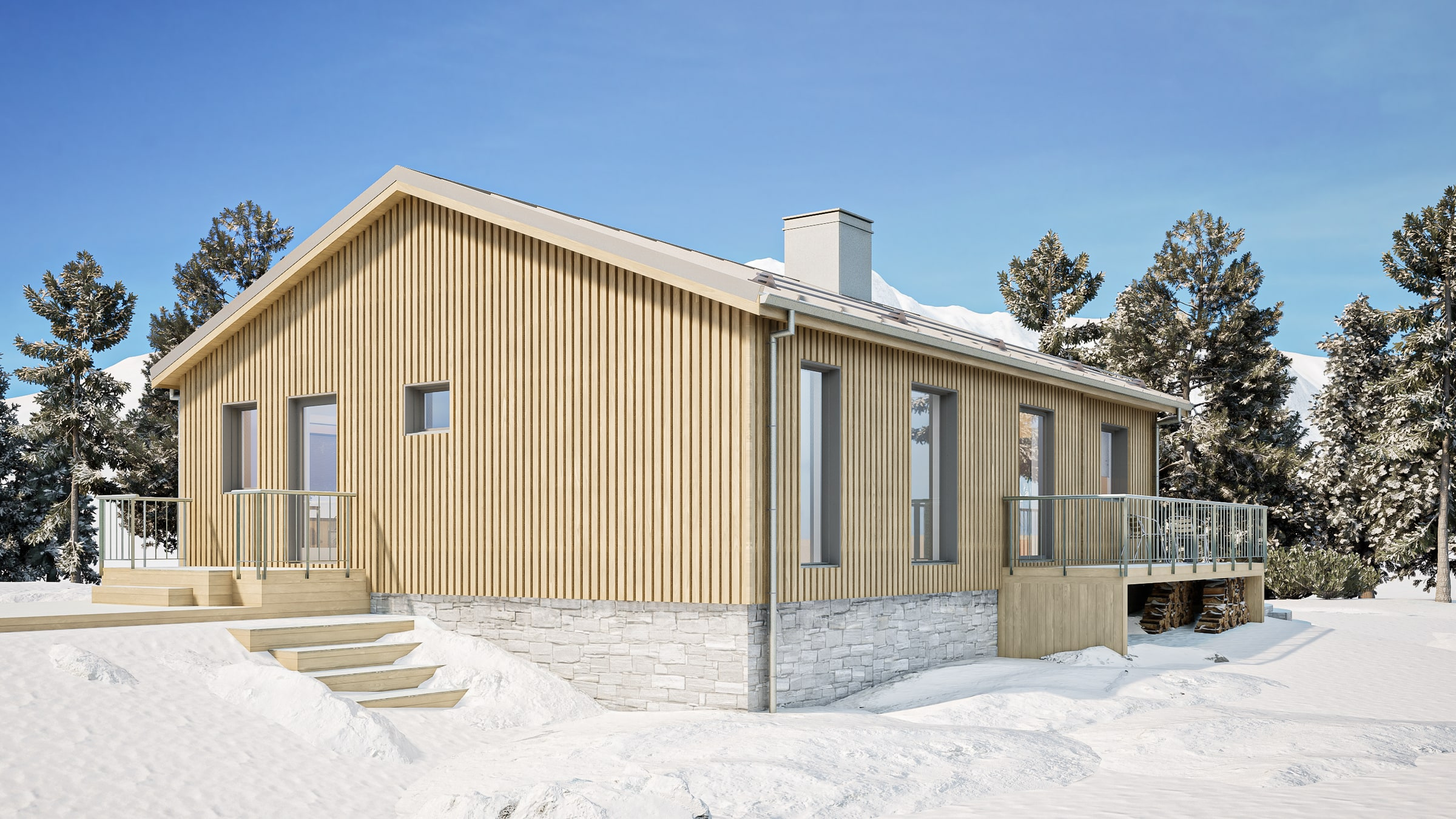 Omgestaltat småhus i Sågsten med ljus träfasad och anpassad entré