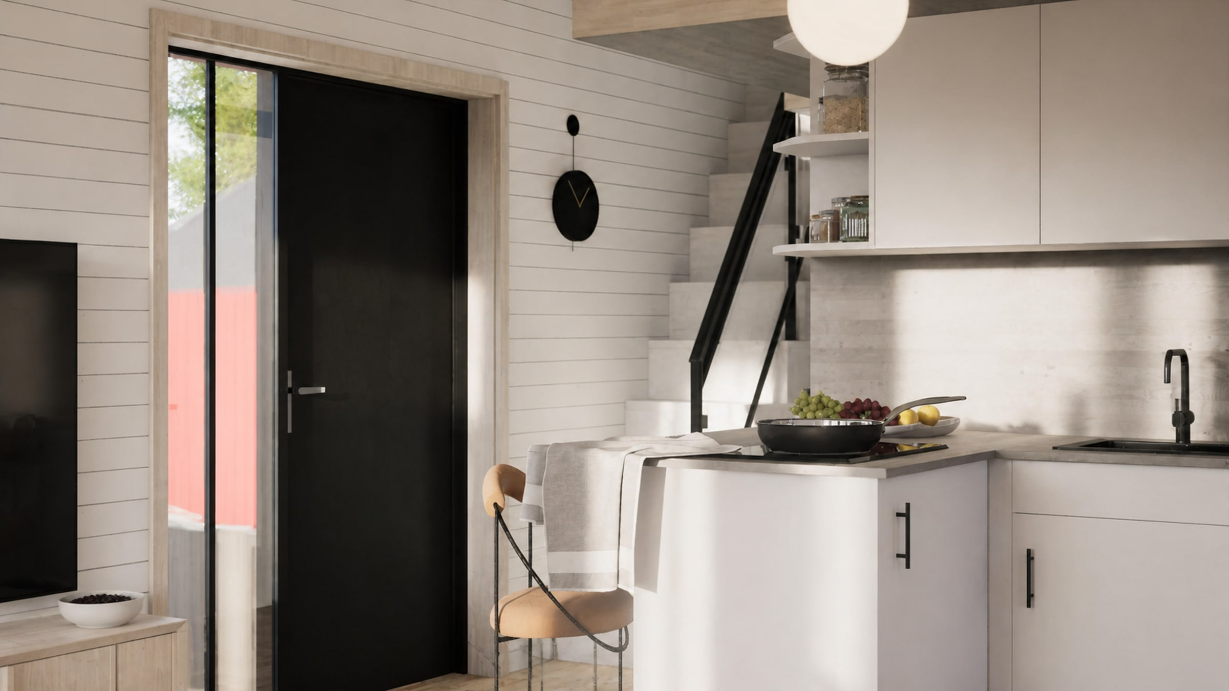 Entrévy som visar byggnadens skala och materialmöte